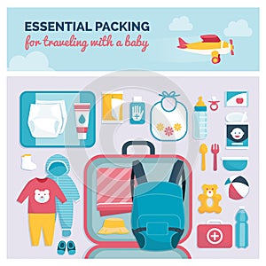 Essential packing for traveling with a baby