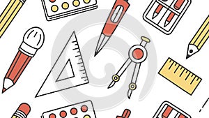 Essential School & Geometry Tools Pattern, vector design Generative AI