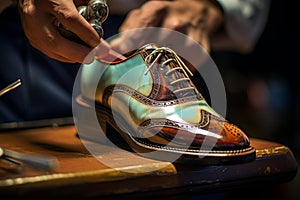 Essential Shoe polishing closeup equipment. Generate Ai