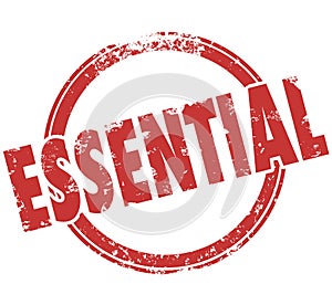 Essential Word Round Red Stamp Vital Integral Product Service photo