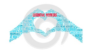 Essential Workers animated word cloud.