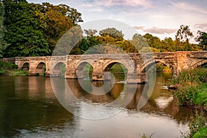 Essex Bridge Grade I packhorse bridge across the River Trent, Great Haywood, Staffordshire, UK