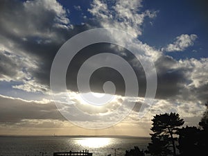 Essex, Southend-on-Sea, seaside, clouds, the Sun, sky, pines