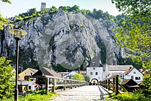 Essing Germany, limestone, old wooden bridge