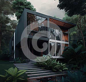 Nature-inspired fictional house designs created in high-quality generative AI photo