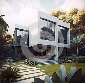 Nature-inspired fictional house designs created in high-quality generative AI