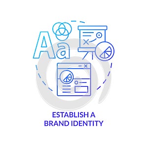 Establish brand identity blue gradient concept icon