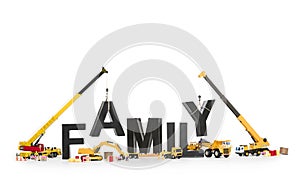 Establish a family: Machines building family-word.