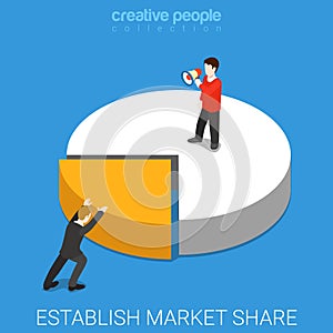 Establish market share flat isometric business marketing vector