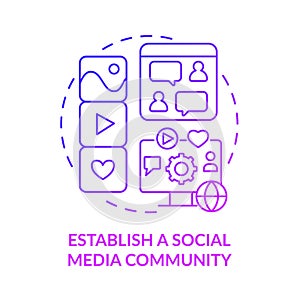 Establish social media community purple gradient concept icon