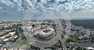 Estadio do Sport Lisboa e Benfica. Multi-purpose Stadium located in Lisbon, Portugal. Drone Point of View. Football Stadium