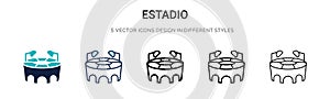 Estadio icon in filled, thin line, outline and stroke style. Vector illustration of two colored and black estadio vector icons photo