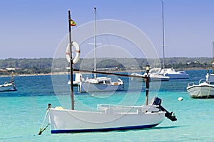 Estany des peix in Formentera lake anchor boats photo