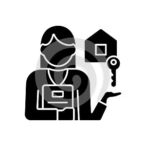 Estate agent black glyph icon