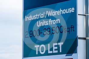 Estate agents industrial warehouse unit unit to let sign