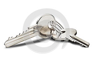 Estate concept, key ring and keys on isolated background