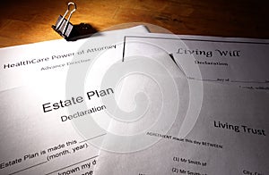 Estate planning documents - Living Trust  Living Will  Healthcare Power of Attorney