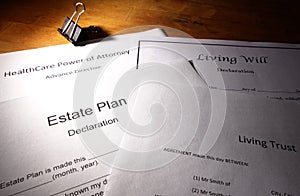 Estate planning documents - Living Trust  Living Will  Healthcare Power of Attorney photo