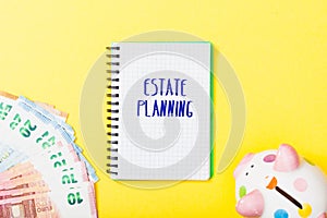 Estate Planning headline in notebook on yellow background
