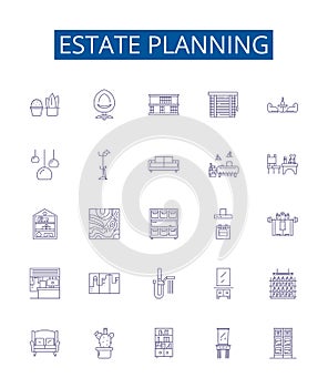 Estate planning line icons signs set. Design collection of Wills, Trusts, Taxation, Probate, Heirs, Inheritance, Estate