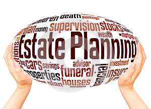 Estate planning word hand sphere cloud concept