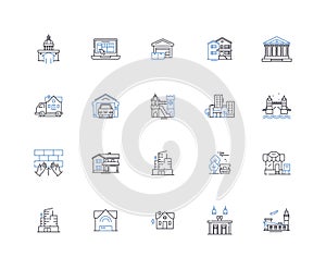 Estates line icons collection. Inheritance, Succession, Probate, Will, Trust, Executor, Beneficiary vector and linear