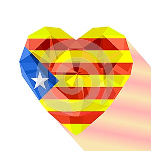 The Estelada. Heart with the flag of the Catalonia