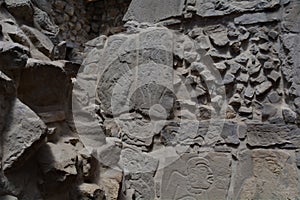 Estelas zapotecas dentro de un templo photo