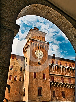 Estense Medieval Castle Ferrara Italy clock tower photo