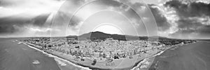 Estepona, Andalusia. Beautiful aerial view of cityscape along the coast in the morning