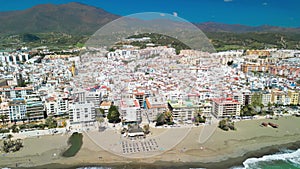 Estepona, Andalusia. Beautiful aerial view of cityscape along the coast in the morning