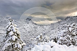 Esterel mountains under snow, france