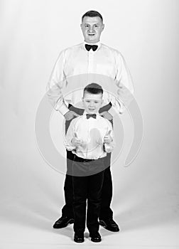 esthete. trust and values. male fashion. happy child with father. business meeting party. little boy with dad esthete