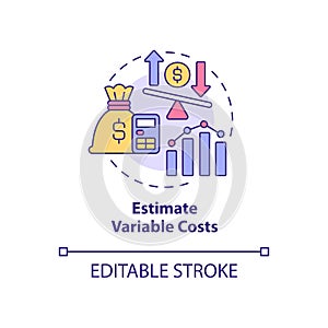 Estimate variable costs concept icon