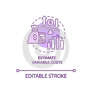 Estimate variable costs purple concept icon