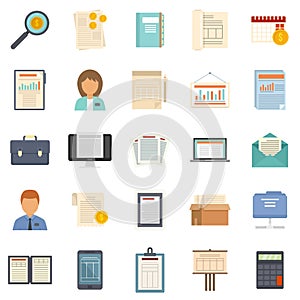 Estimator icons set flat vector isolated