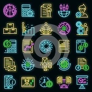 Estimator icons set vector neon