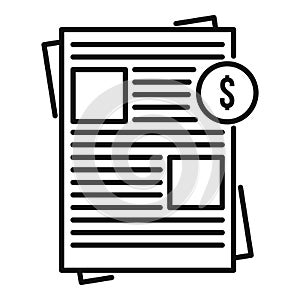 Estimator money paper icon, outline style