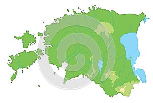 Detailed Estonia physical map.