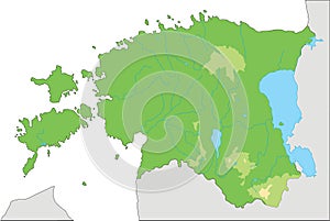 Detailed Estonia physical map.