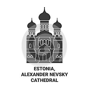 Estonia, Alexander Nevsky Cathedral travel landmark vector illustration