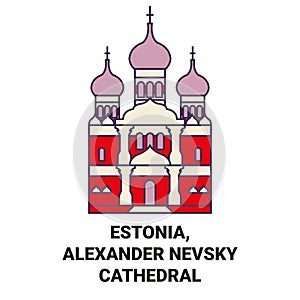 Estonia, Alexander Nevsky Cathedral travel landmark vector illustration
