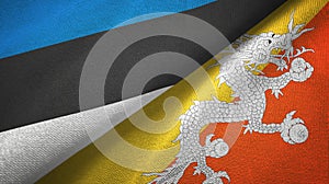 Estonia and Bhutan two flags textile cloth, fabric texture