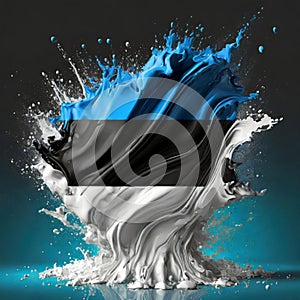 Estonia flag paint liquid explosion on isolated background , generated by AI