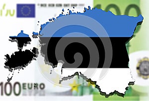 Estonia map on euro money background,