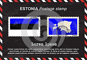 Estonia postage stamp, vintage stamp, air mail envelope.