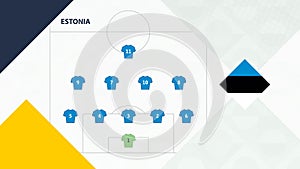 Estonia team preferred system formation 5-4-1, Estonia football team background for European soccer competition