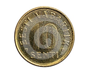 Estonia ten senti coin on white isolated background photo