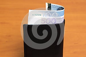 Estonian kroon in the black wallet