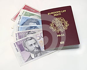 Estonian passport and money